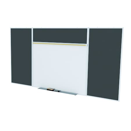 Ghent Combo Whiteboard/Bulletin, Mag Por/Rcycld, Styl E, 4 ft H x 8 ft W, Black SPC48E-ATR-BK